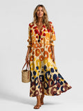 Paola | Vestido Largo Camisero Estampado Mujer Manga Larga Botones