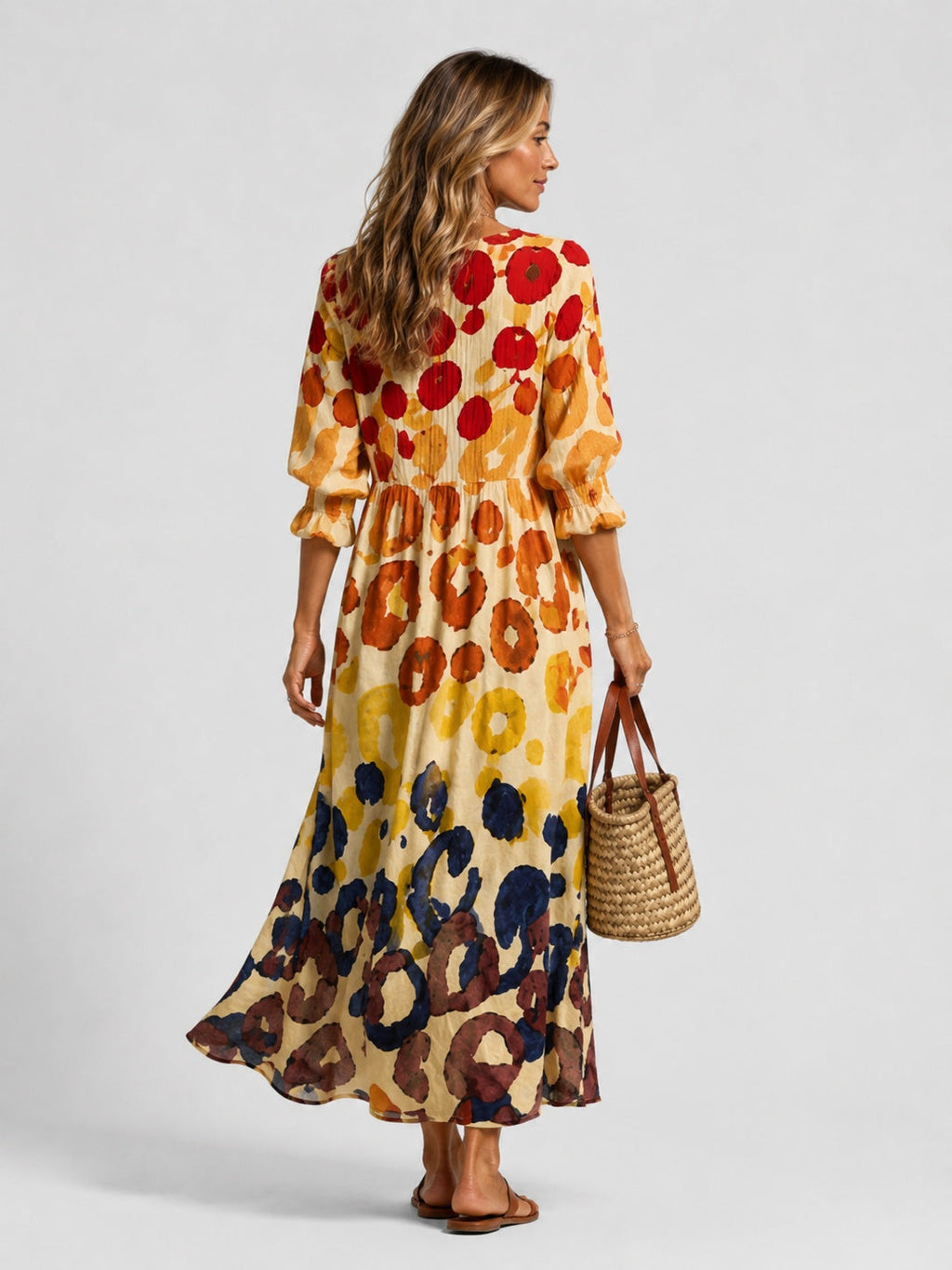Paola | Vestido Largo Camisero Estampado Mujer Manga Larga Botones