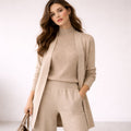Olga | Conjunto Tejido de Tres Piezas Mujer Cardigan Largo Pierna Ancha