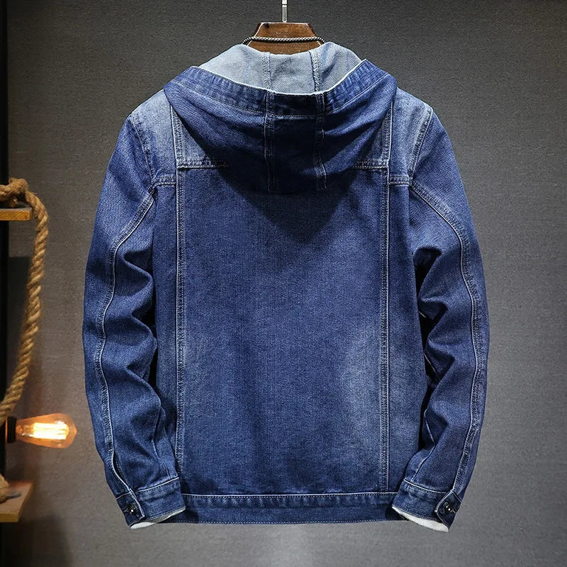 Pablo | Chaqueta de Jean con Capucha Hombre Denim Bolsillos