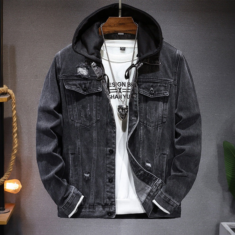 Pablo | Chaqueta de Jean con Capucha Hombre Denim Bolsillos