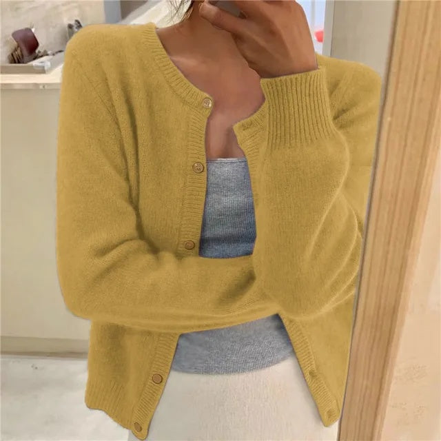 Paula | Cárdigan Tejido Suave Mujer Escote Redondo Botones