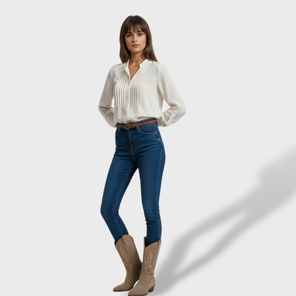 Rocío | Botas Vaqueras Mujer de Gamuza Caña Alta Bordado Western