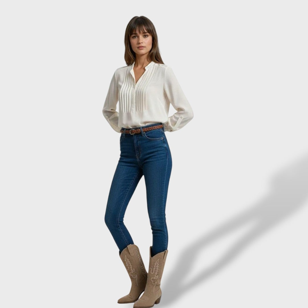 Rocío | Botas Vaqueras Mujer de Gamuza Caña Alta Bordado Western
