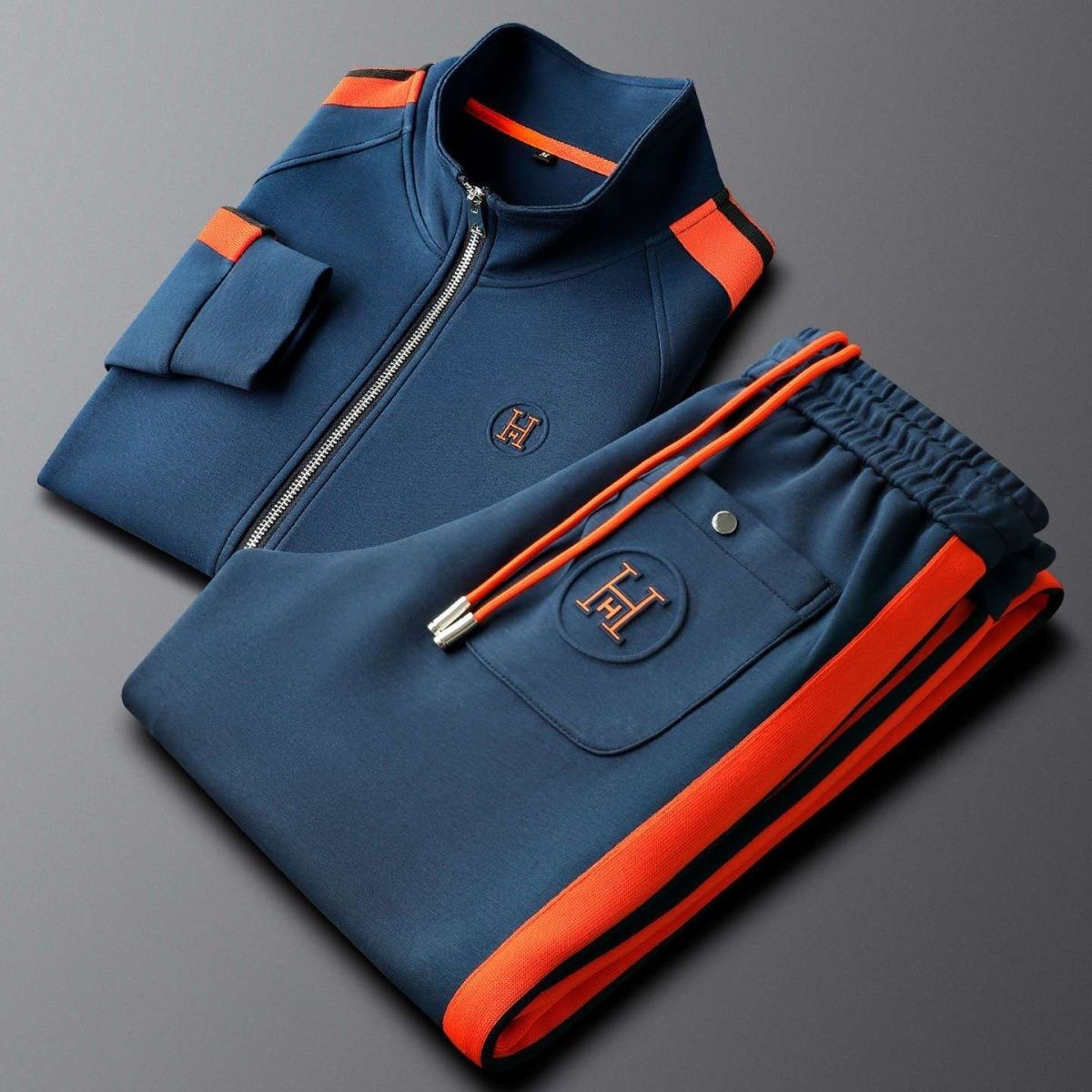 Rodrigo | Conjunto Sudadera Hombre Cremallera Franjas Contraste