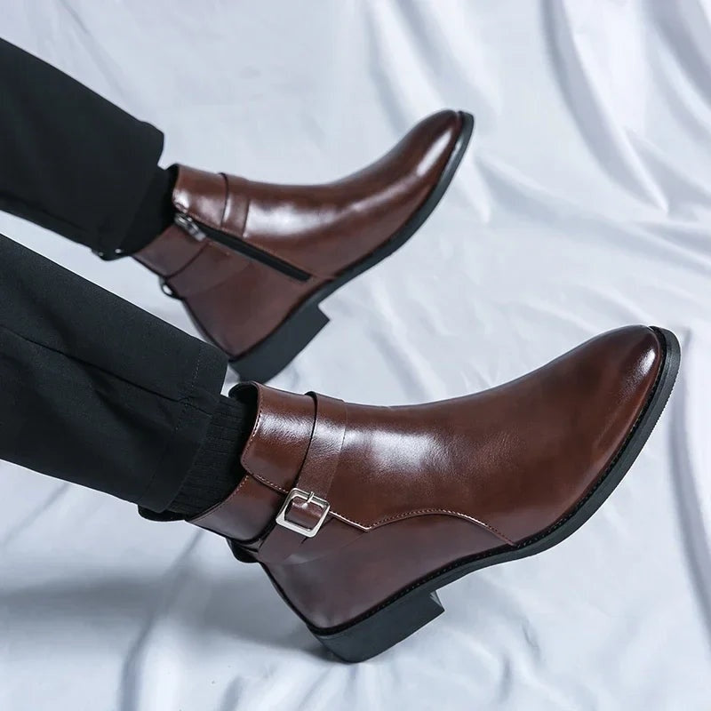 Sergio | Botines Chelsea de Cuero Hombre Cremallera Lateral