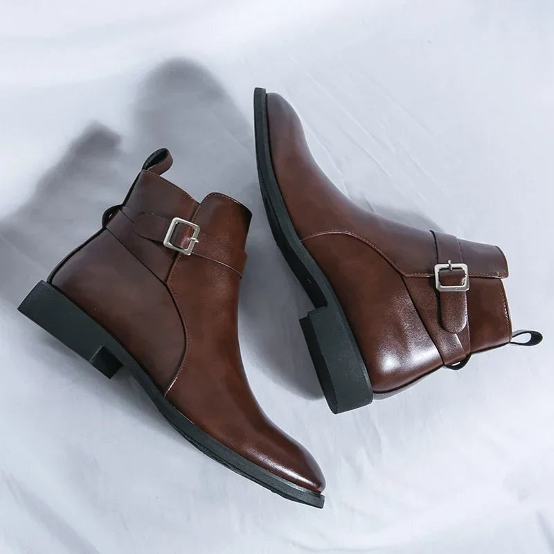 Sergio | Botines Chelsea de Cuero Hombre Cremallera Lateral