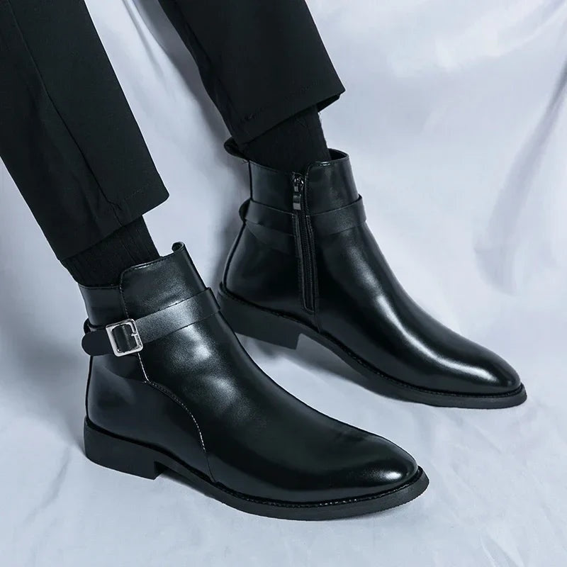 Sergio | Botines Chelsea de Cuero Hombre Cremallera Lateral