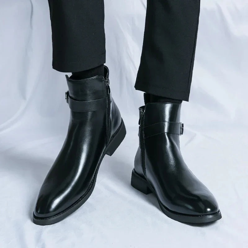 Sergio | Botines Chelsea de Cuero Hombre Cremallera Lateral