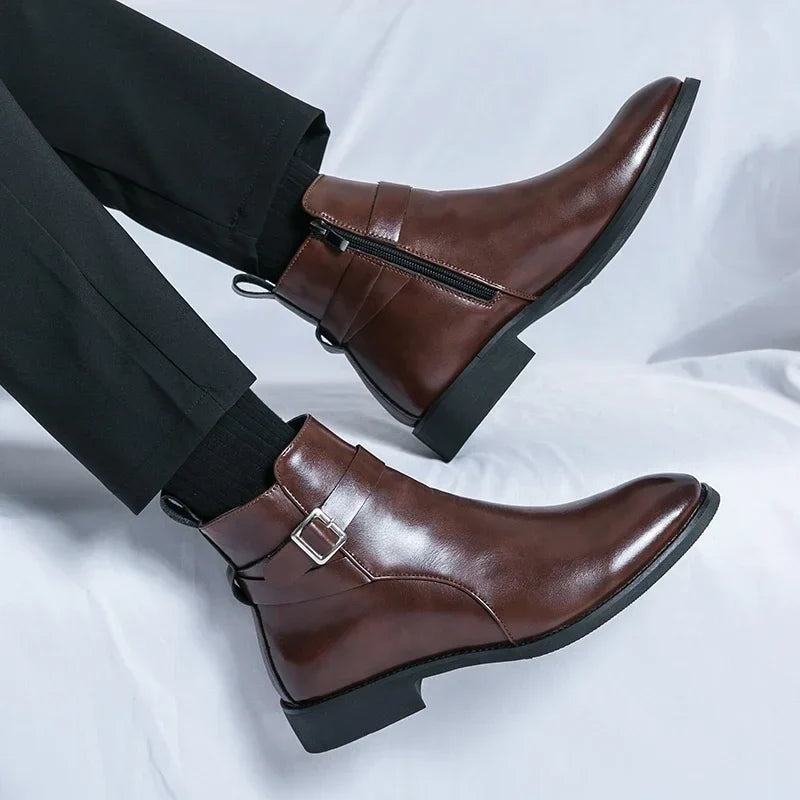 Sergio | Botines Chelsea de Cuero Hombre Cremallera Lateral