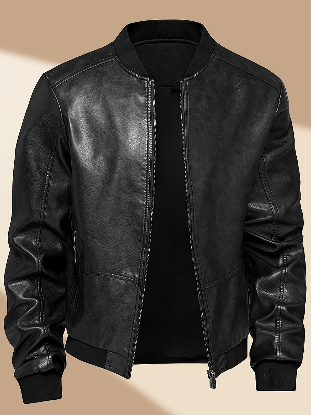Sergio | Chaqueta Bomber de Cuero PU Hombre Cremallera
