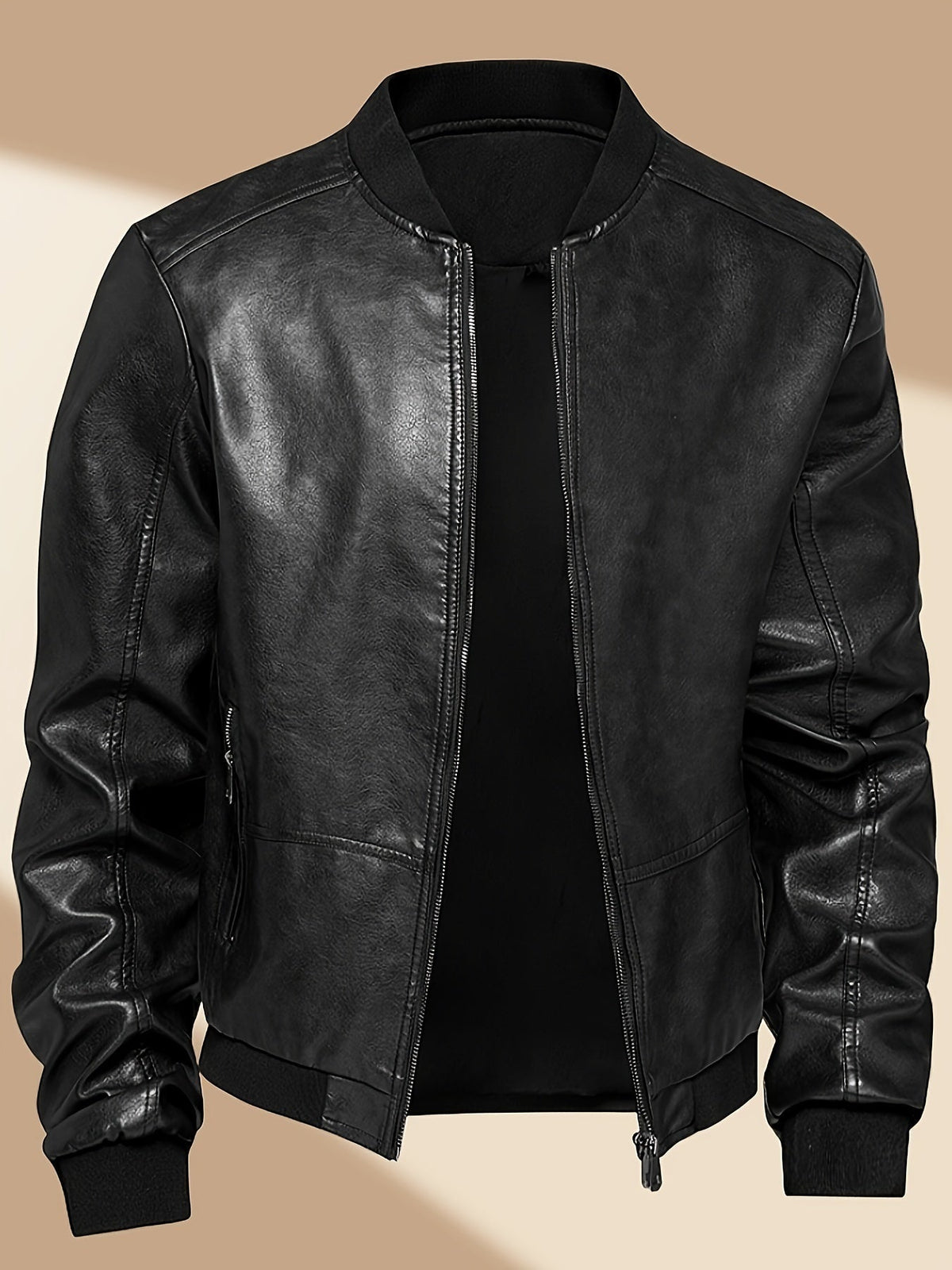 Sergio | Chaqueta Bomber de Cuero PU Hombre Cremallera