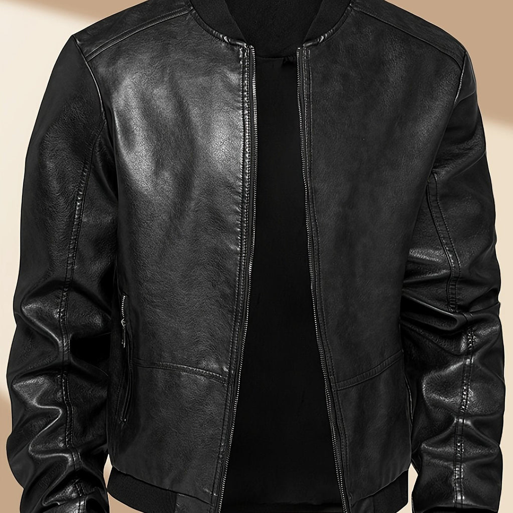 Sergio | Chaqueta Bomber de Cuero PU Hombre Cremallera