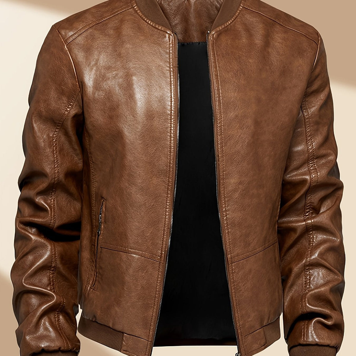 Sergio | Chaqueta Bomber de Cuero PU Hombre Cremallera