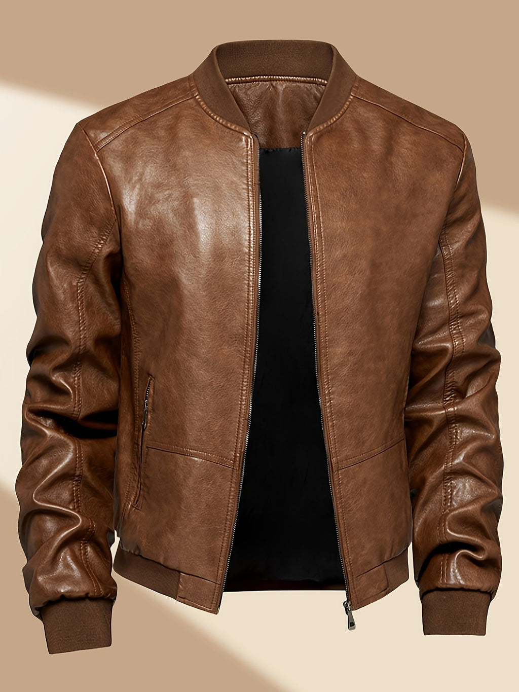 Sergio | Chaqueta Bomber de Cuero PU Hombre Cremallera