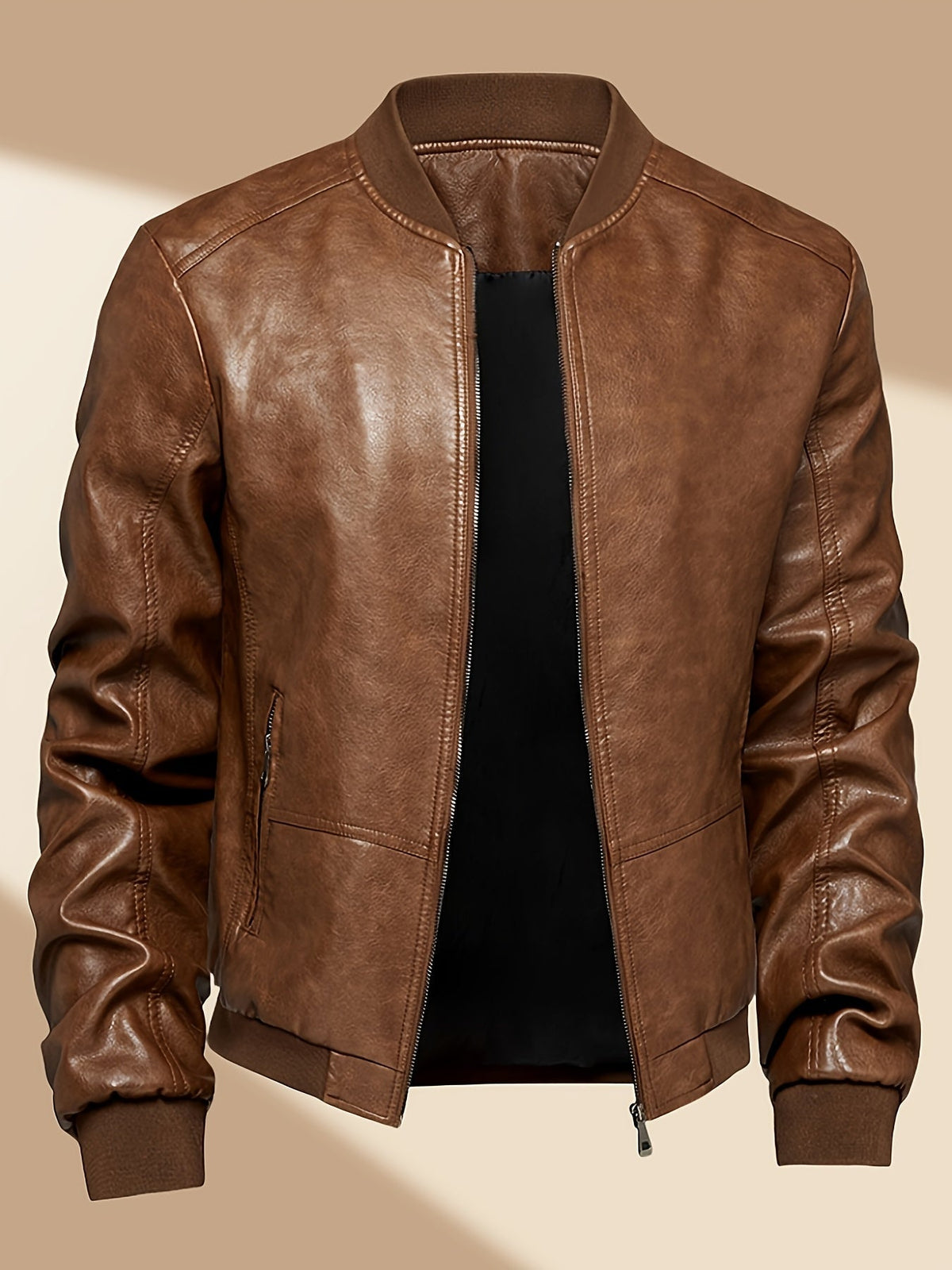 Sergio | Chaqueta Bomber de Cuero PU Hombre Cremallera