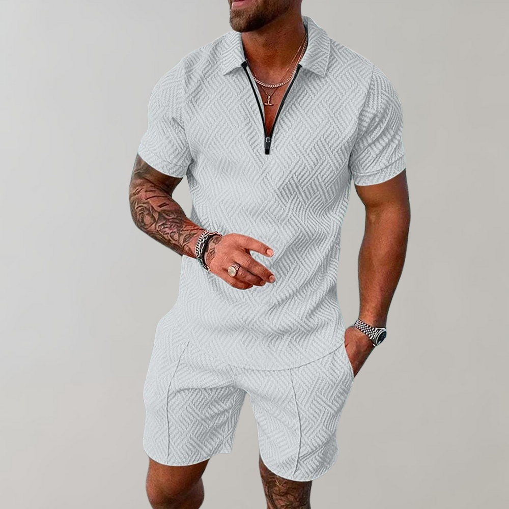 Víctor | Polo con Cremallera y Short Hombre Manga Corta Texturizado